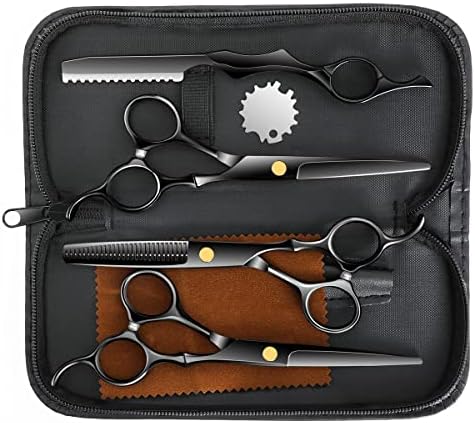 6.89 inch Hair Cutting Scissors Set With Thinning Knife - Black by XUGOU