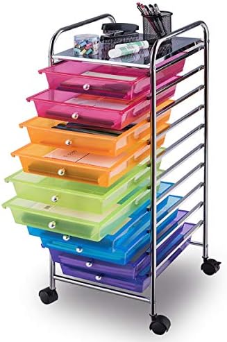 Giantex 10 Drawer Rolling Storage Cart Scrapbook Paper Office School Organizer (Multicolor) - Image 6