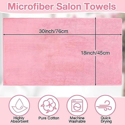 Newwiee 72 Pack Salon Towels Bleach Proof Hair Towel 18 x 30 Inch, Pink - Image 2