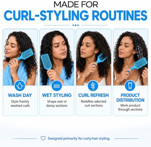 Curly Hair Brush Candybrush Curl Defining Brush for Detangling Shaping and Defining Curls for Women, Men, Wet & Dry Hair (Sky Blue) - Image 6