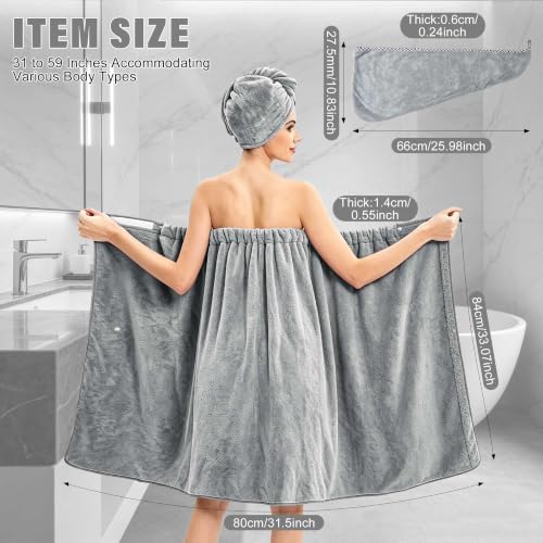 Absorbent Towel Wrap for Women Wearable Bath Towel Set with Hair Turban - Image 5