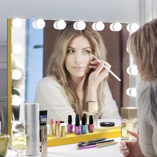 22.8"x 18.1" Vanity Mirror Makeup Mirror with Lights,10X Large Hollywood Lighted Vanity Mirror with 15 Dimmable LED Bulbs,3 Color Modes,Touch Control for Bedroom,Tabletop or Wall-Mounted - Image 6