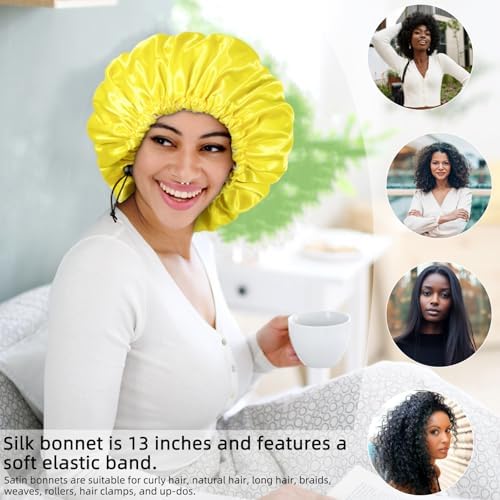 Edoneery Satin Bonnet for Sleeping Women, Double Layer Adjustable Sleep Cap - Image 4