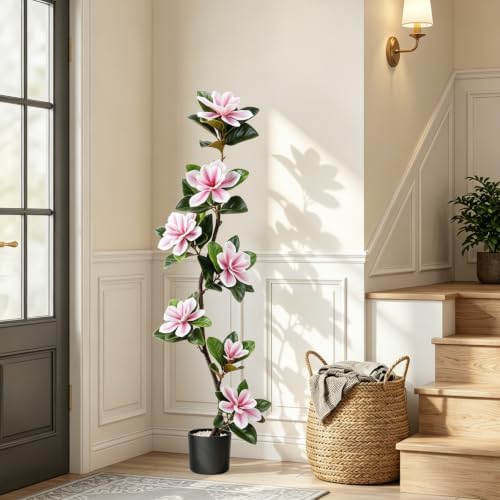 4.6 Ft Magnolia Tree Fake Tree Magnolia Decor Tree for Living Room - Image 2