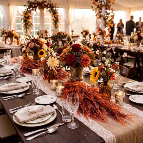 Daifunli 16 Pcs Artificial Fall Hanging Plants Fake Hanging Ferns Plastic Autumn Faux Plants for Wall Room Garden Garland Indoor Outdoor Decor No Basket (Fall Boston) - Image 5