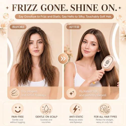 Electric Spray Air Cushion Massage Comb, Self-Clean Hair Detangler Brush - Image 2