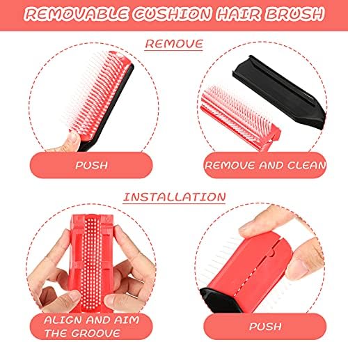 Patelai 3 Sizes Nylon Cushion Hair Brush 9-Row 5-Row, Red Black - Image 5