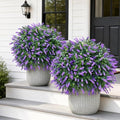 27.5" Artificial Lavender Boxwood Topiary Ball Trees, Set of 2 Fake Shrubs Bushes with Ground Spike, UV Resistant Faux Evergreen Tree for Front Porch Outdoor Garden Decor by Unknown