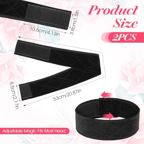2Pcs Velvet Wig Band for Woman, Adjustable Wig Grip Hair Band - Image 2