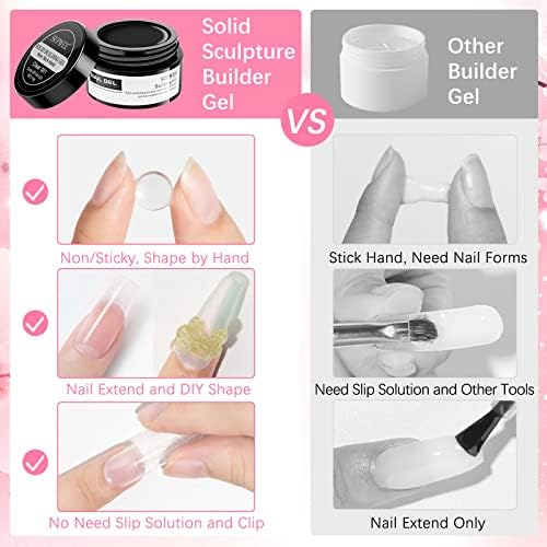 Solid Builder Gel for Nail Extend Clear Pink Non-Stick Hand Sculpture Gel - Image 3