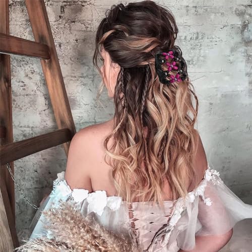 5 Pieces Stretchy Magic Hair Comb Adjustable Elastic Comb Hair Clip for Women Girls No Crease Hair Pins Vintage Hair Bun Maker Hair Accessories for Curly Thick Wavy Hair Ponytail - Image 6
