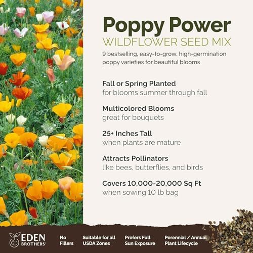 Eden Brothers Poppy Power Flower Mixed Seeds for Planting, 10 lb - Image 2