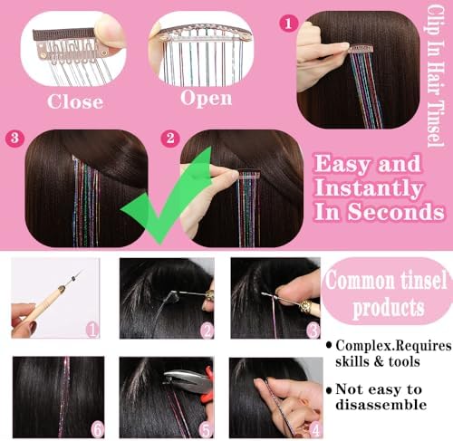 Hair Tinsel Clip in Purple Colorful Fairy Hair Tinsel Kit - Image 5