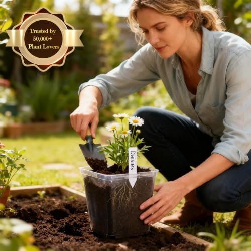RooTrimmer 5.5 Inch Clear Square Nursery Pots with Drainage & Labels, 30Pcs Reusable Seed Starter Pots for Vegetables, Indoor Outdoor Gardening, Thick Transparent Plastic Plant Pots for Seed Starting - Image 4