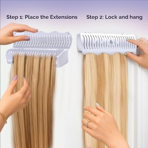 Carter Girls & CO. Hair Extension Holder 4 Mounting Options & Tools | Fully Equipped Hair Extension Hanger with Holds Clip-ins, Tape-Ins, Wefts for Washing, Styling, Storage & Travel (White) - Image 4