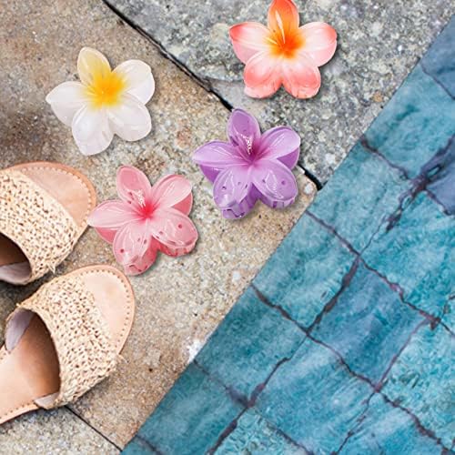 GQLV Hair Clip, 4 Count White Flower Claw Clips for Thick/Thin Hair, Strong Hold Nonslip Hair Clips, Tropical Hair Accessories for Women Girls, Hawaiian Holiday Gifts - Image 6