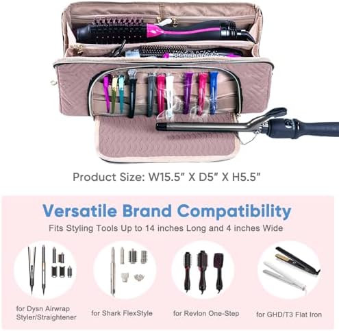Large Hair Tools Travel Bag with Iron Mat - 2in1 Hair Tools Organizer for Hair Dryer Brush, Flat Irons, Straighteners, Curling Irons, Hair Bag, Makeup Bag, Cosmetic Bag for Travel Essentials - Image 3