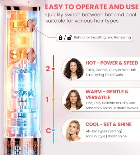 FMZ 7-in-1 Air Wrap Hair Styler, Ionic Blow Dryer Brush & Curler - Image 4