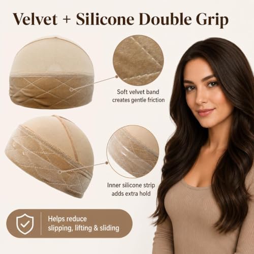 2 Packs Wig Grip Band for Women Non Slip 2-In-1 Wig Caps with Velvet Band - Image 4