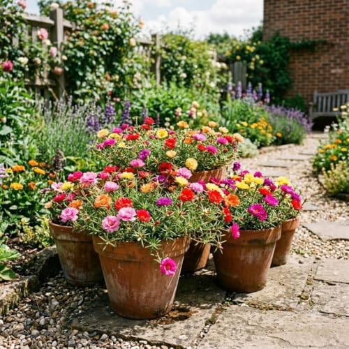 4 Assorted Moss Rose Portulaca Plants, Colorful Ground Cover, 4-7 Inch Tall - Image 5