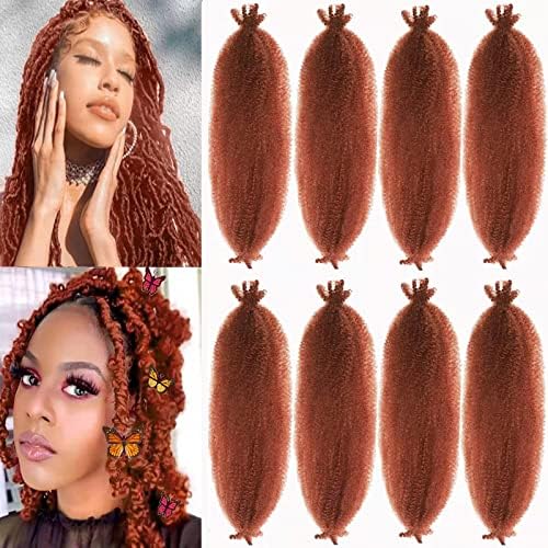 8 Packs Copper Red Pre-Separated Springy Afro Twist Hair Suitable for Damaged Soft Locs Ginger Marley Twist Braiding for Black Women (350#, 18 Inch (Pack of 8)) by Celie