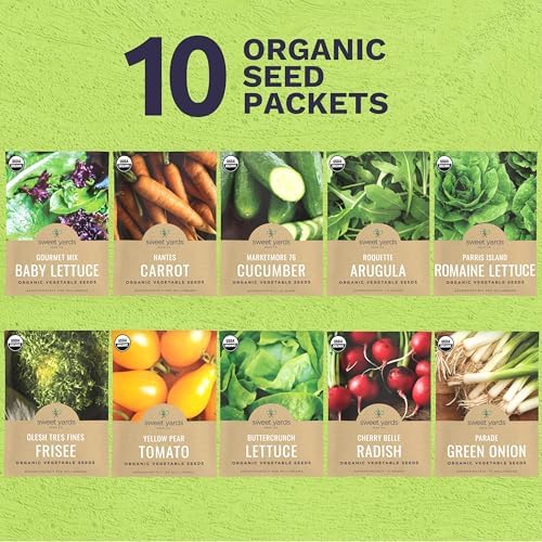 Organic Salad Lover Seeds Variety Pack - 10 Individual Packs - 2026 Season - Yellow Pear Tomato, Buttercrunch Lettuce and More! for Indoor & Outdoor Planting (Non-GMO, Certified Organic) - Image 2