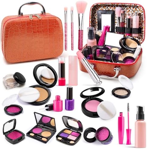 Kids Makeup Kit for Girls - Pretend Play Fake Makeup Set with Bag by BYTEWAR