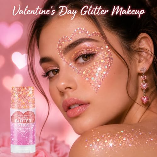 Go Ho Light Pink Hair Glitter Stick,Sparkle Face Body Glitter Makeup - Image 6