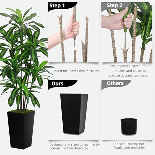 ASTIDY Artificial Plant 6FT Dracaena Fake Tree with Black Tall Planter - Image 5