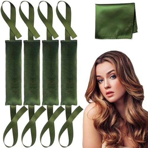 Lanzhire Jumbo Heatless Hair Rollers for Overnight Curls, Blowout Flexi Rod with Ribbon, No Heat Curlers to Sleep In, Soft Overnight Heatless Rods for All Hair Types by Lanzhire