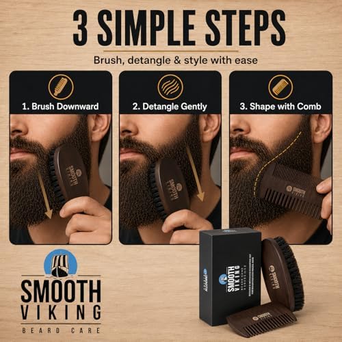 Smooth Viking - Beard Brush for Men Beard Kit for Men, Natural Boar Bristle - Image 7