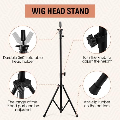 Tall Wig Tripod Stand with 23 Inch Head for Styling,Making - Image 5