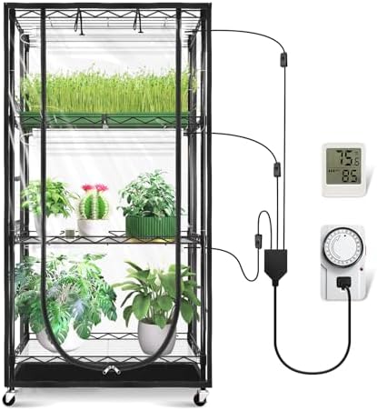 JESLED Indoor Greenhouse with Grow Light, 4-Tier, 23.6x13.8x59.1IN by JESLED