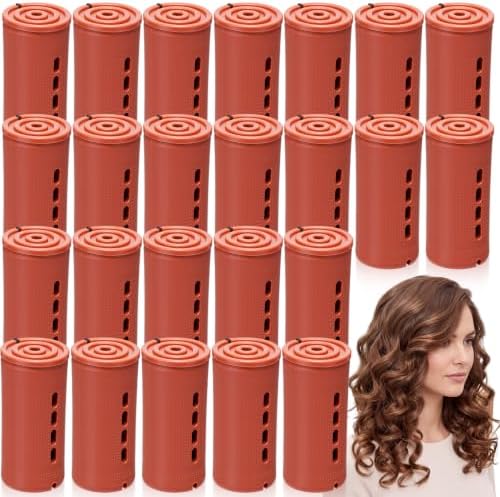 WILLBOND 24 Pcs Large Perm Rods Plastic Hair Rollers, Brown, Jumbo by Willbond+Technology+Limited