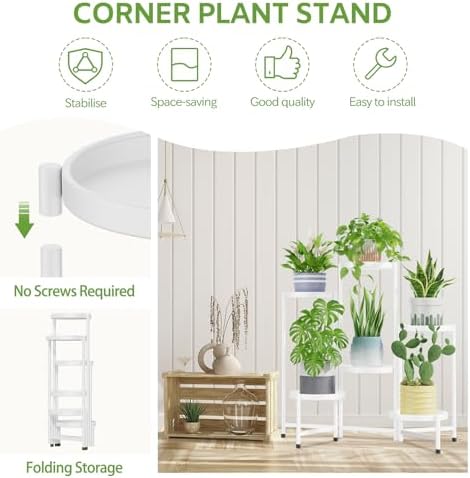 6 Tier Large Plant Stand Indoor Outdoor, 10 In Wide Tray, White - Image 4
