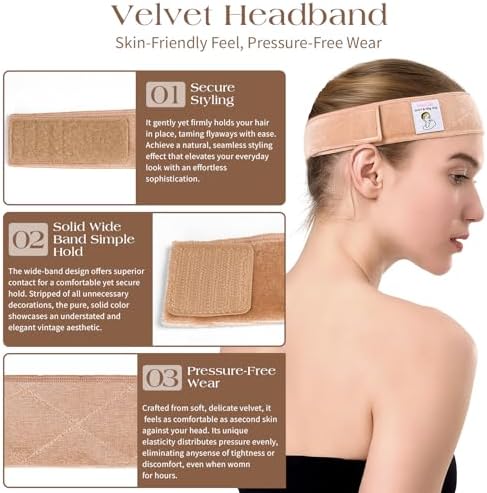 Beige Wig Grip Band 2 Pack, Non-Slip Velvet Strap, No Glue Needed - Image 4
