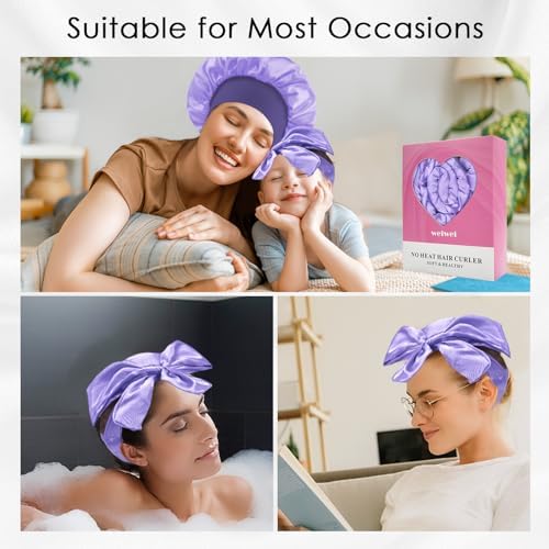 weiwei Satin Heatless Curlers Hair Curler, No Heat Curls Overnight Hair Curlers to Sleep In Overnight Curls Headband, 70" Hair Curlers No Heat, 9 Pcs Satin Heatless Curling Set for Women Long Hair - Image 5