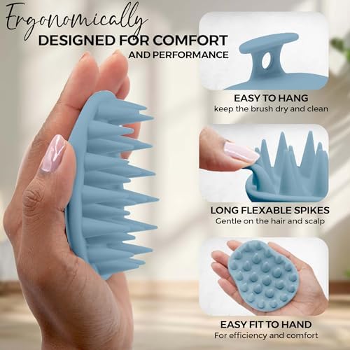 Fiora Naturals Scalp Massager Shampoo Brush, Silicone Scrubber, BPA Free - Image 3
