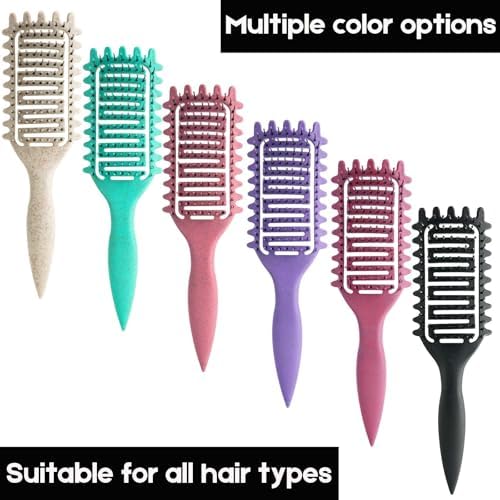 Curl Defining Brush for Curly Hair, Vented Detangling Hair Brush for Wet and Dry Styling, Curved Brush for Shaping and Smoothing Curl Clumps, Lightweight Hair Brush (Green Beige) - Image 4