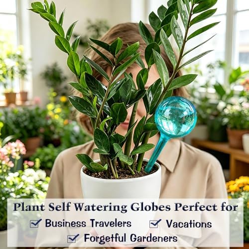 Plant Self Watering Globes, Large 12pcs Flower Automatic Watering Bulbs, Plastic Plant Flower Self Watering Devices, Garden Self Watering Planter Insert for Daily Vocation Watering, Forgetful Gardener - Image 4
