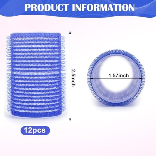 Hair Rollers, 12 Pack Self Grip Hair Curlers Rollers for Long Hair, DIY Curly Hairstyle, Colors May Vary, Large - Image 2