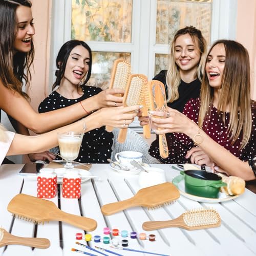 Meanplan 16 Set DIY Wooden Hairbrush to Painting Kit Bulk, Square - Image 6
