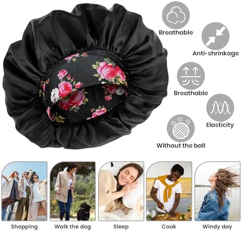 WLLHYF Silk Bonnet for Men, Satin Bonnet Elastic Band Silk Sleep Cap Soft Adjustable Hair Cap Hair Wrap for Women Sleeping - Image 4