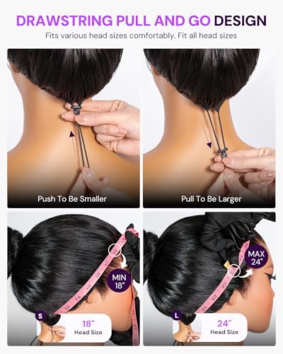 6x5 Glueless Wigs Human Hair Pre-Plucked Pre-Cut 210% Density for Women Drawstring Wig Human Hair with Baby Hair Wear and Go Body Wave Wig with Natural Hairline(20 Inch) - Image 3