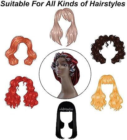 Silk Bonnet for Sleeping Satin Bonnets Double Layer Reversible Hair Cap Bonnet for Women Long Curly Braid Hair (Crimson) - Image 6