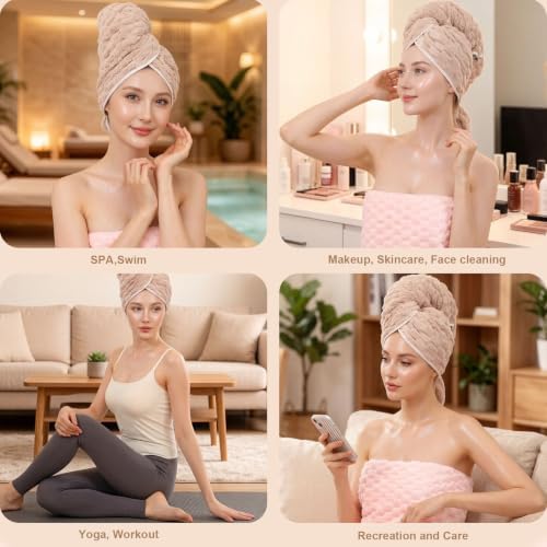 Super Soft Microfiber Hair Towels 2-Pack Lage Size (24x42 inch) for Girls - Image 6