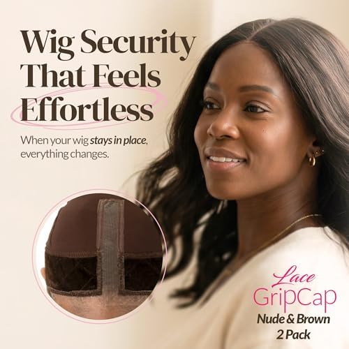 MILANO COLLECTION Lace Wig Grip Cap for Women, Adjustable Wig Caps for Women Non Slip with Headband to Secure Lace Top Perfectly in Place, One Size Fits All, Chocolate Brown & Nude, 2 Pack - Image 2