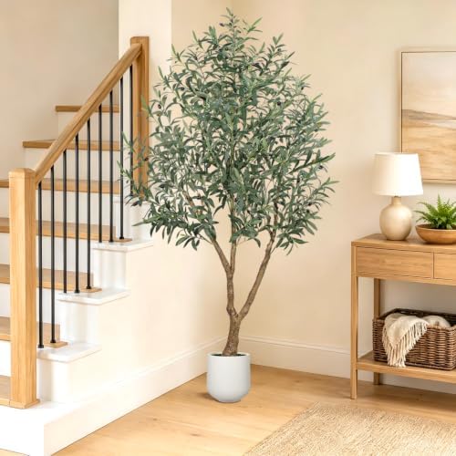 6FT Olive Trees Artificial Indoor - Fake Olive Tree Artificial Plants Indoor Fake Trees with Lifelike Fruits and Realistic Leaves for Modern Home Office Living Room Decor - Image 3