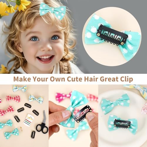 30 Pieces Wig Clips to Secure, Flat Hair Clip, Hair Extension Clip with Thread Kit, Hair Extensions Clip for Women, Bangs Hair Clip DIY Set for Kids and Pets, Black Chunni Clips - Image 5