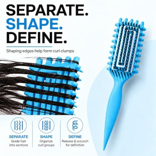 Curly Hair Brush Candybrush Curl Defining Brush for Detangling Shaping and Defining Curls for Women, Men, Wet & Dry Hair (Sky Blue) - Image 3
